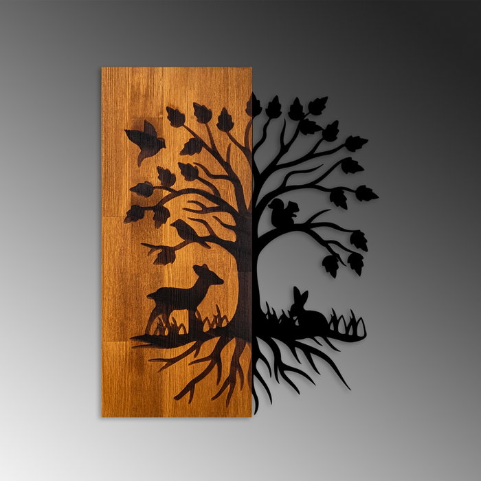 Wallity Nature Accesorio Decorativo de Pared de Madera y Metal Nogal y Negro